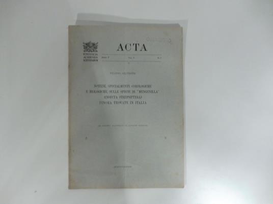 Notizie specialmente corologiche e biologiche sulle specie di mengenilla (insecta strepsitera) finora trovate in Italia - copertina
