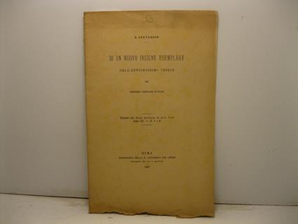 Di un nuovo insigne esemplare dell'antichissimo indice dei cimiteri cristiani di Roma. Estratto dal Nuovo Bull. di Arch. Cristiana (anno III, n. 3 e 4) - copertina