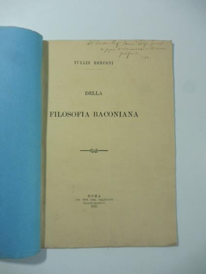 Della filosofia baconiana - copertina