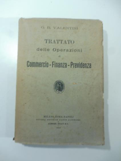 Trattato delle operazioni di Commercio-Finanza-Previdenza - copertina