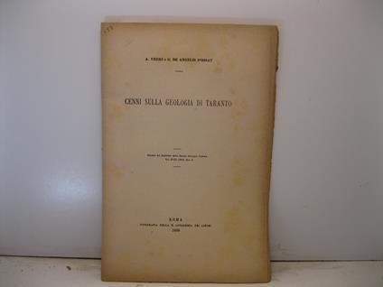 Cenni sulla geologia di Taranto - copertina