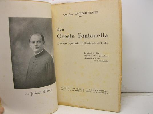 Don Oreste Fontanella. Direttore spirituale del seminario di Biella - copertina
