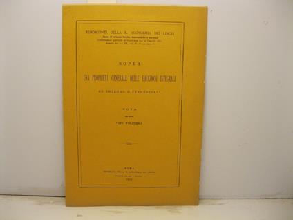Sopra una proprieta' generale delle equazioni integrali ed integro-differenziali. Nota - copertina