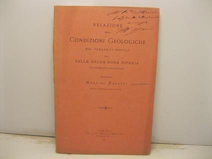 Relazione sulle condizioni geologiche del versante destro della Valle della Dora Riparia tra Chiomonte e Salbertrand - Martino Baretti - copertina