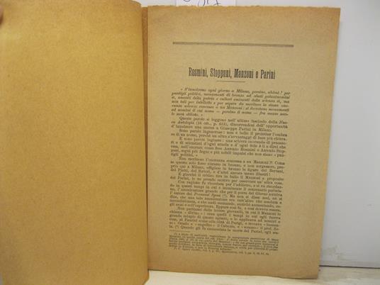 Rosmini, Stoppani, Manzoni e Parini - Paolo Bellezza - copertina