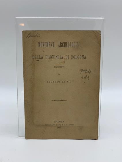 Monumenti archeologici della provincia di Bologna - Edoardo Brizio - copertina