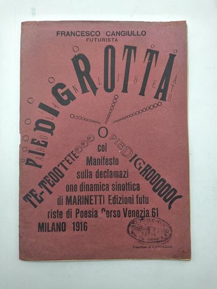 Piedigrotta col Manifesto sulla declamazione dinamica sinottica di Marinetti - Francesco Cangiullo - copertina