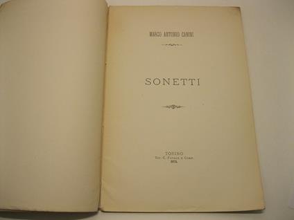 Sonetti - Marco Antonio Canini - copertina