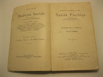 Antropologia criminale per il Prof. M. Carrara. Con 55 illustrazioni - Mario Carrara - copertina