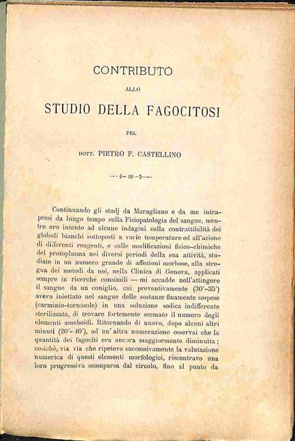 Contributo allo studio della fagocitosi - Contributo allo studio della coagulazione - Pietro Castellino - copertina