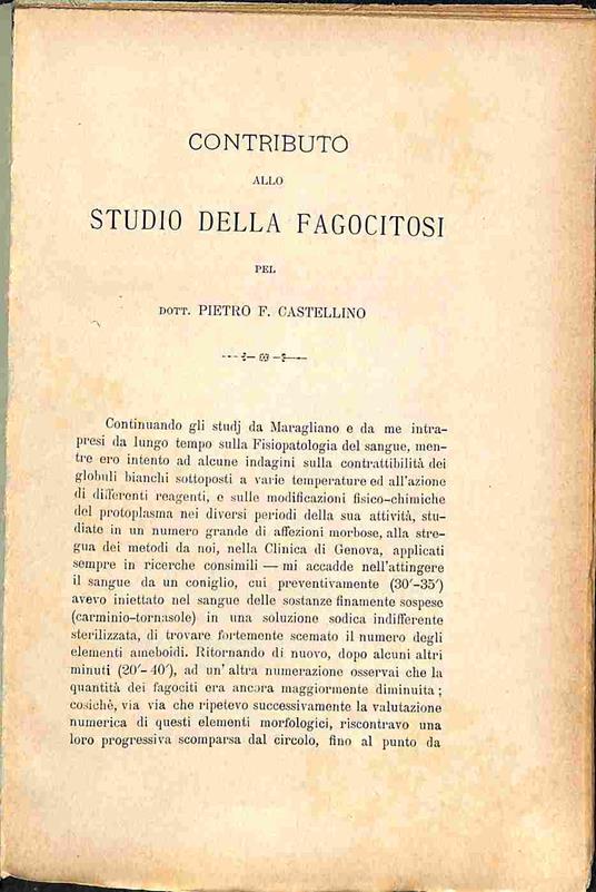 Contributo allo studio della fagocitosi - Contributo allo studio della coagulazione - Pietro Castellino - copertina