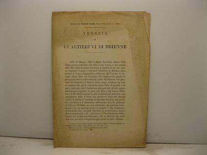 Venezia di Gualtieri VI di Brienne - Carlo Cipolla - copertina