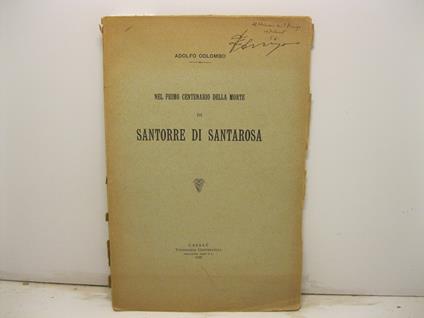 Nel primo centenario della morte di Santorre di Santarosa - Adolfo Colombo - copertina