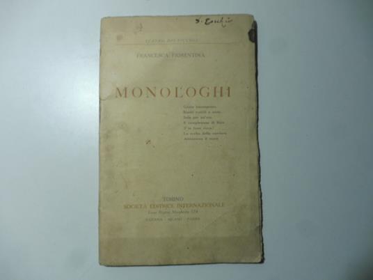 Monologhi - Francesca Fiorentina - copertina