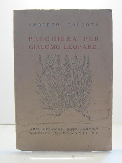 Preghiera per Giacomo Leopardi - Umberto Galeota - copertina