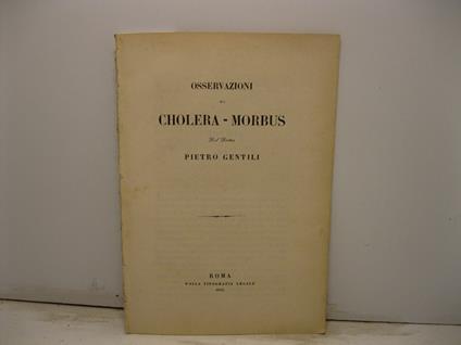 Osservazioni sul cholera-morbus - Pietro Gentili - copertina