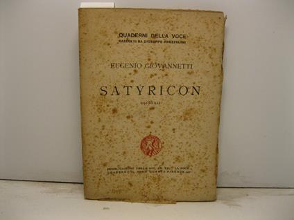 Satyricon (1918-1921) - Eugenio Giovannetti - copertina