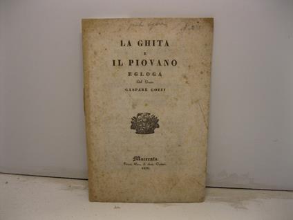 La ghita e il piovano. Egloga - Gaspare Gozzi - copertina