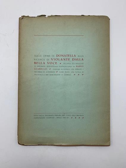 Sulle orme di Donatella alla ricerca di Violante dalla bella voce. Ricordi ed indagini di bibliografia dannunziana - Mario Guabello - copertina