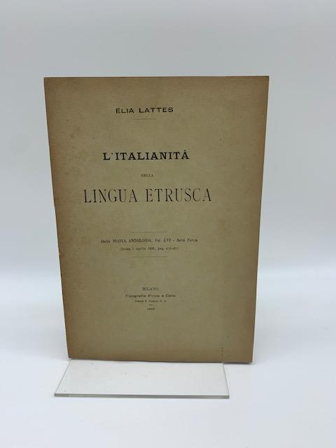 L' italianita' nella lingua etrusca - Elia Lattes - copertina
