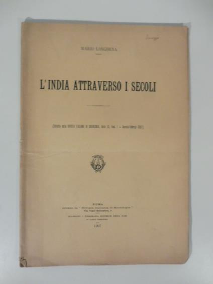 L' India attraverso i secoli - Mario Longhena - copertina