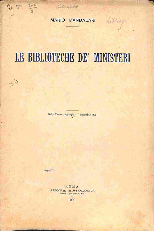 Le Biblioteche de' Ministeri - Mario Mandalari - copertina
