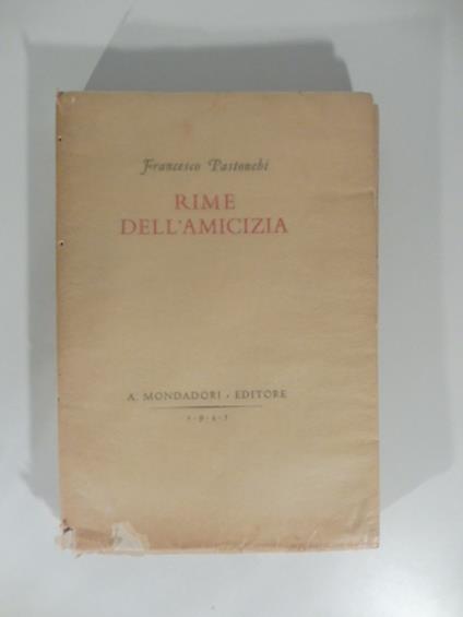 Rime dell'amicizia - Francesco Pastonchi - copertina