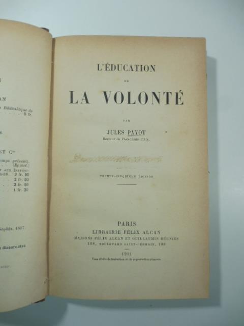 L' education de la volonte' - Jules Payot - copertina