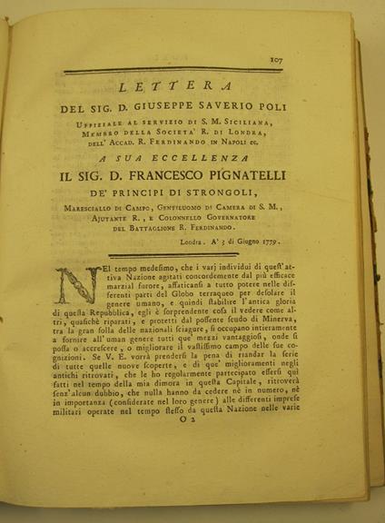 Lettera del sig. D. Giuseppe Saverio Poli... a sua eccellenza il sig. D. Francesco Pignatelli de' principi di Strongoli SEGUE Memoria di un nuovo micrometro di riflessione diretta da Giuseppe Saverio Poli... al sig. De La Lande - Giuseppe Saverio Poli - copertina
