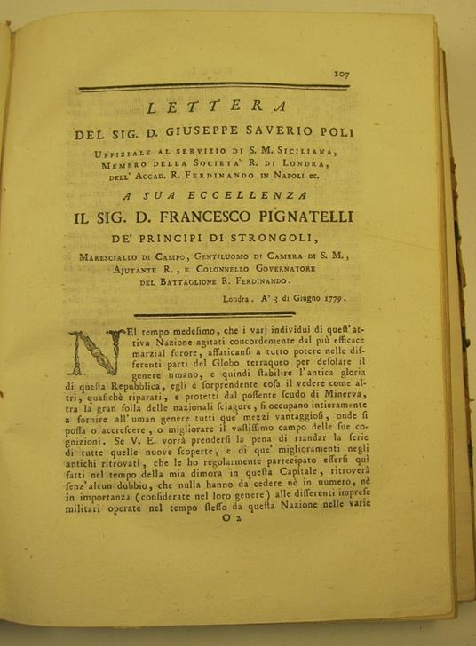 Lettera del sig. D. Giuseppe Saverio Poli... a sua eccellenza il sig. D. Francesco Pignatelli de' principi di Strongoli SEGUE Memoria di un nuovo micrometro di riflessione diretta da Giuseppe Saverio Poli... al sig. De La Lande - Giuseppe Saverio Poli - copertina