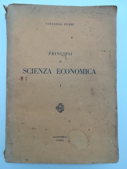 Principii di scienza economica I - Vincenzo Porri - copertina