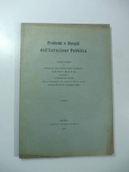 Problemi e bisogni dell'Istruzione Pubblica - Luigi Rava - copertina