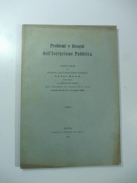 Problemi e bisogni dell'Istruzione Pubblica - Luigi Rava - copertina