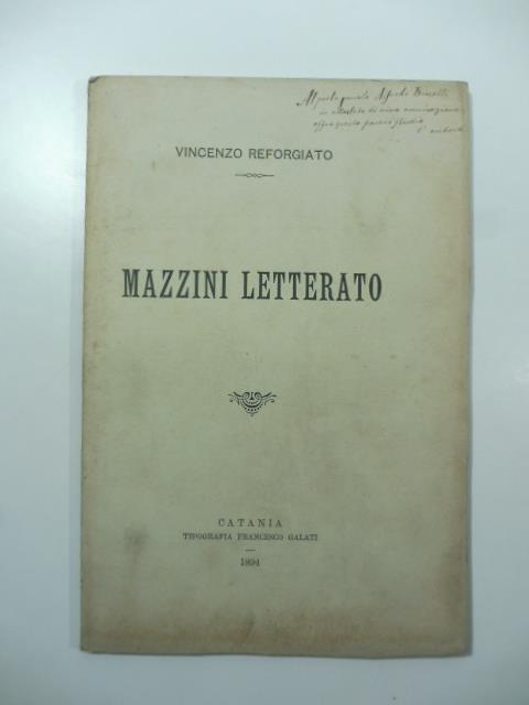 Mazzini letterato - Vincenzo Reforgiato - copertina