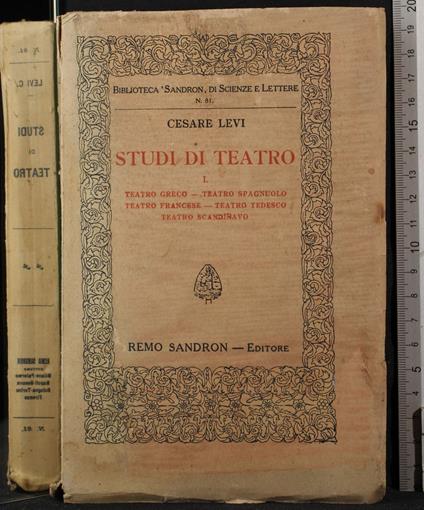 Studi di teatro. Vol I - Cesare Levi - copertina