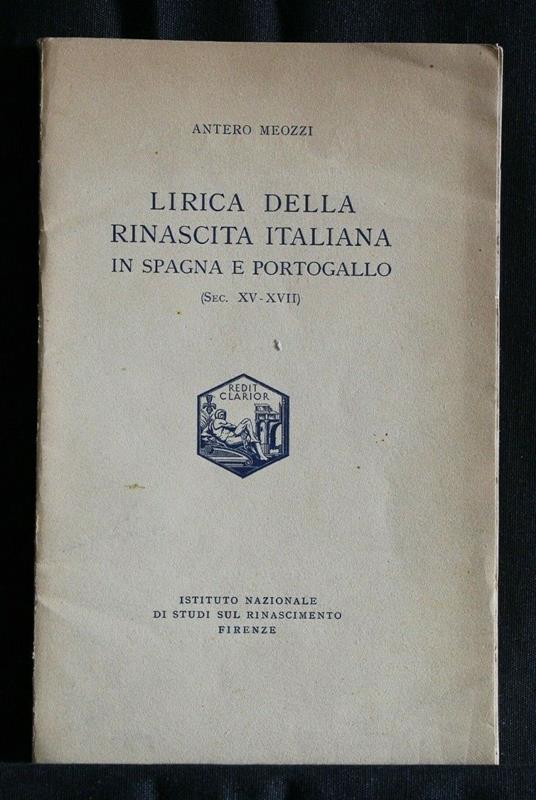 Lirica Della Rinascita Italiana in Spagna e Portogallo - Antero Meozzi - copertina