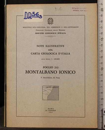Note illustrative carta geologica d'Italia. Montalbano Ionico - Pieri - copertina
