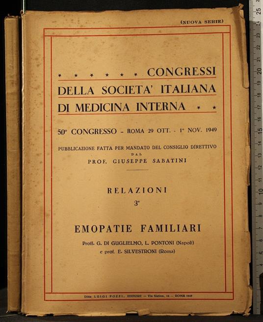 Congressi Della Società Italiana.. Emopatie - Sabatini - copertina