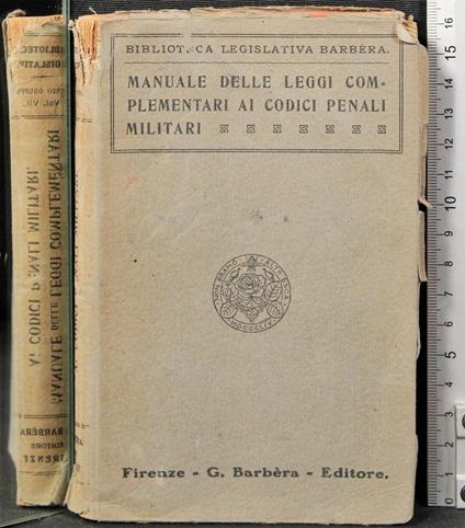 Manuale delle leggi complementari ai codici penali militari - copertina