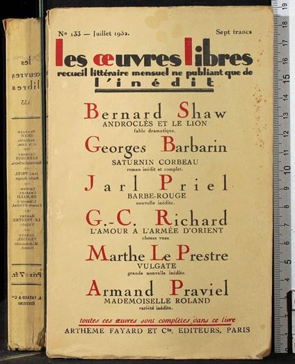 Les oeuvres libres n 133 juillet 1932 - copertina