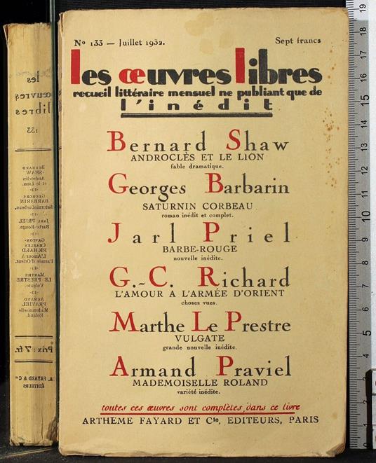 Les oeuvres libres n 133 juillet 1932 - copertina