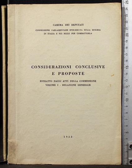 Considerazioni conclusive e proposte. Vol 1 - copertina