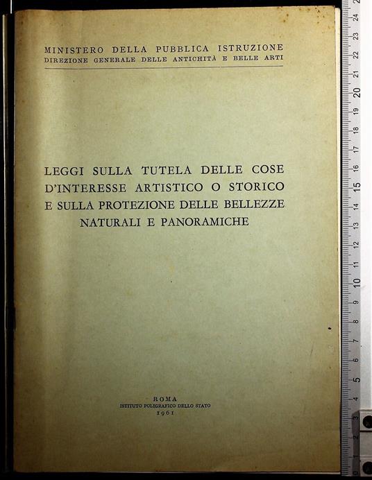 Leggi sulla tutela delle cose d'interesse artistico o storico. - copertina