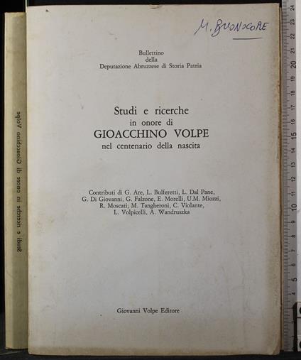 Studi nel centenario della nascita di Gioacchino Volpe - copertina