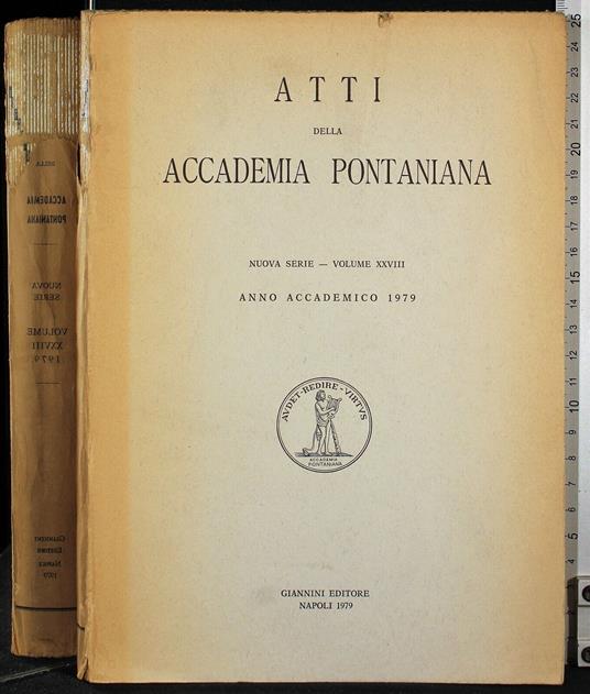 Atti accademia pontaniana. Anno accademico 1979. Vol XXVIII - copertina