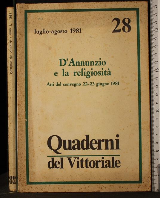 Quaderni del Vittoriale 28. D'Annunzio e la religiosità. Atti. - copertina