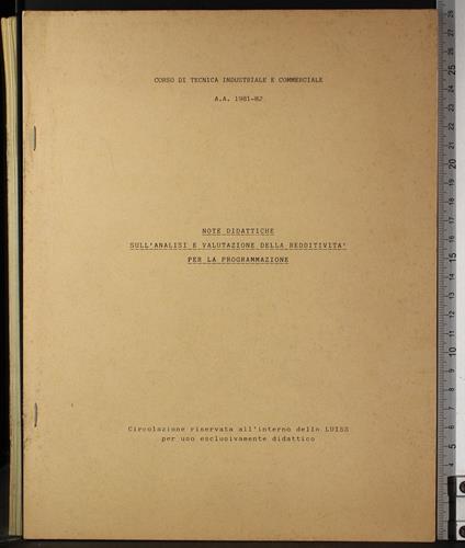 Analisi e valutazione della redditività per la programmazione - copertina