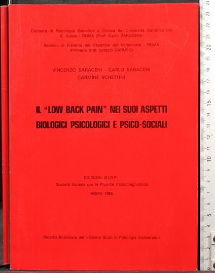 Il low back pain nei suoi aspetti biologici psicologici - copertina
