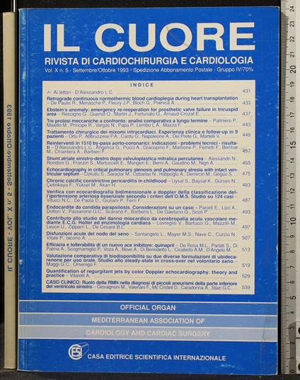 Il Cuore. Rivista di Cardiochirurgua e Cardiologia - copertina