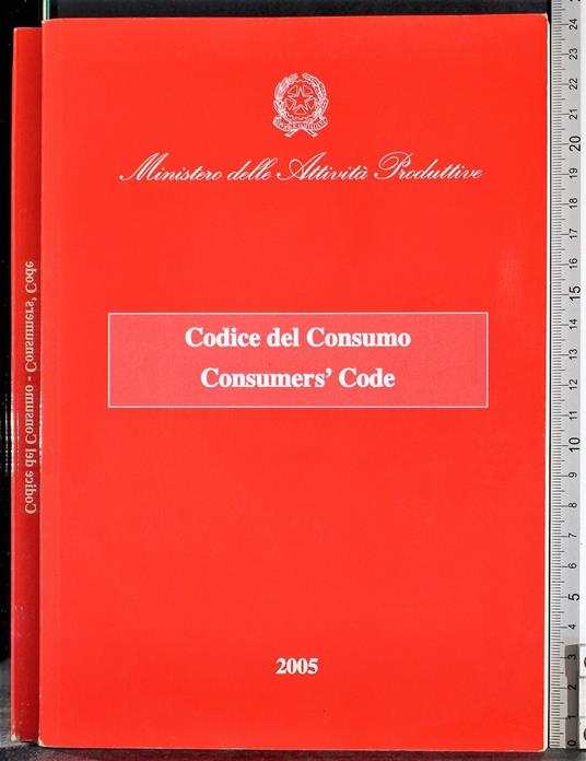 Codice del consumo.Consumers' Code - copertina